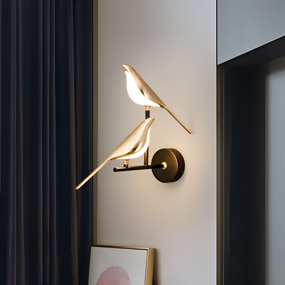 Orivelle – Applique Murale Dorée avec Design de Oiseau Rotatif et Lumière LED