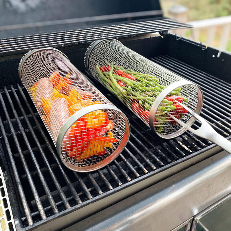 Panier de barbecue | Rotatif à 360° | Chaleur uniforme | Design en acier inoxydable | GrillMaster