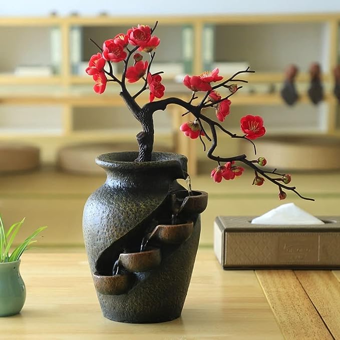 Vase d'Eau Zen Blossom - Décoration Bonzaï Apaisante avec Fontaine