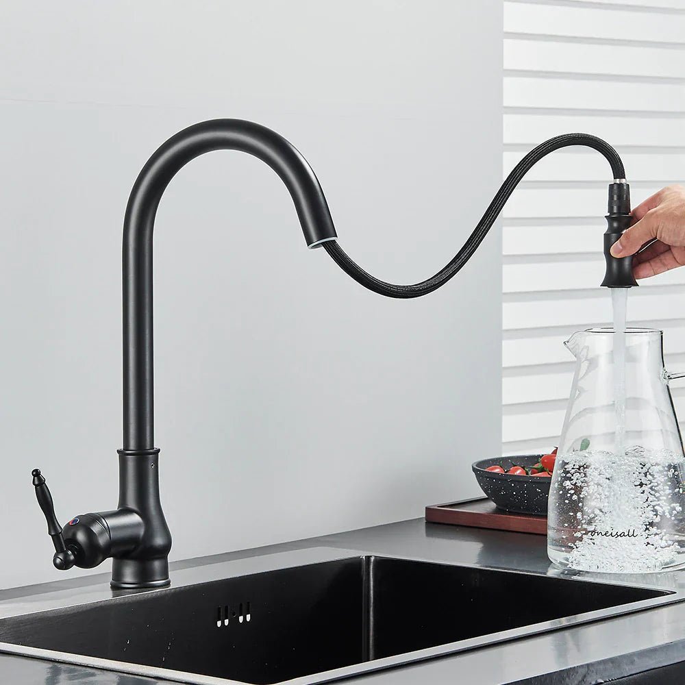 SMARTSPOUT - Robinet de cuisine avec fonction extensible en bronze antique pour un travail de cuisine élégant et flexible