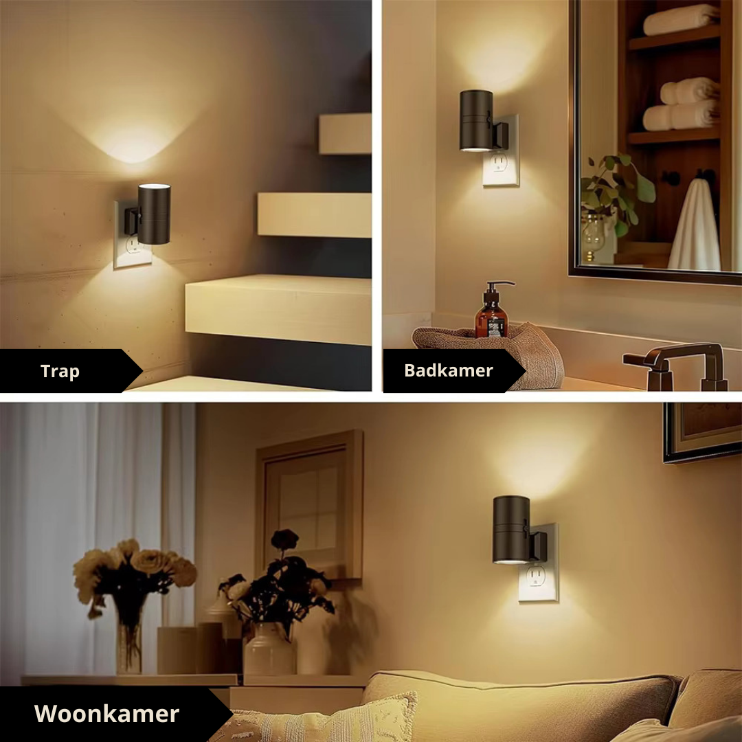 Skanto | Lampe d'Ambiance Nattlys Luksus Plug-In – Lampe Murale LED Dimmer avec Capteur (3000K Lumière Chaude)