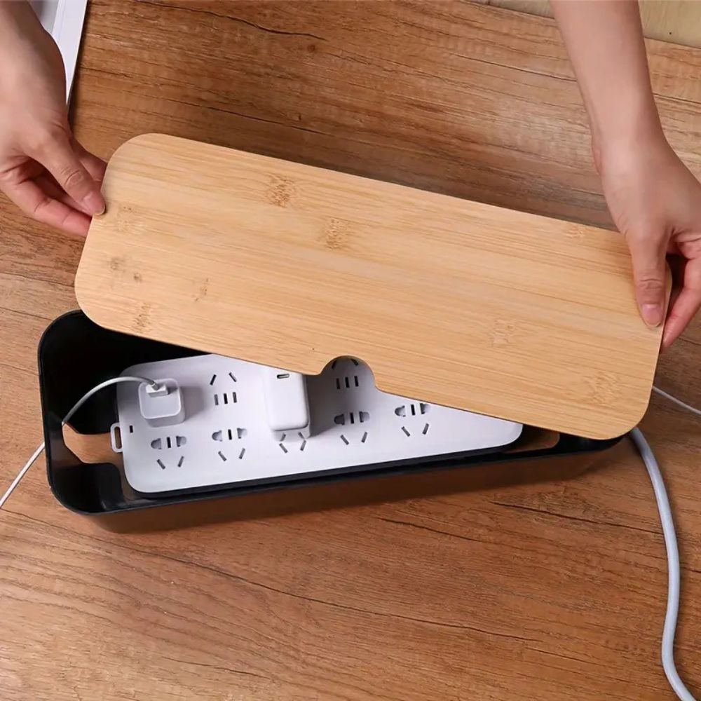 BAMBOOCON - Boîte de gestion de câbles en bambou élégante pour bureau et maison