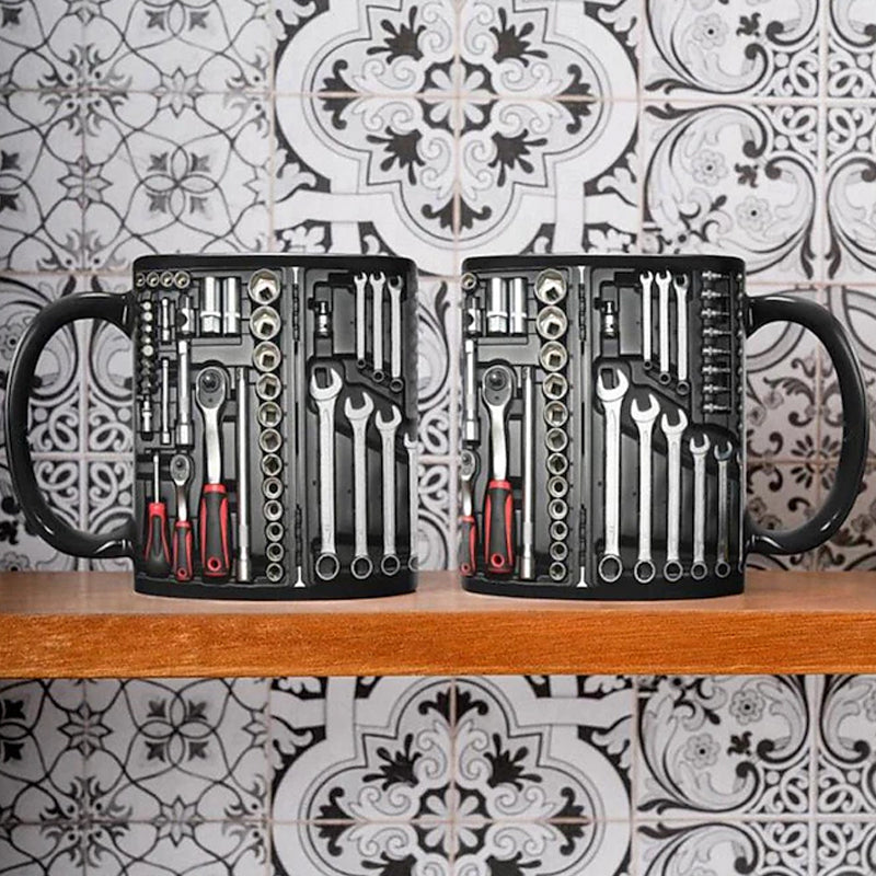 Mug | Tasse de café pour mécanicien | Imprimé d'outils détaillé | Mug ToolMaster