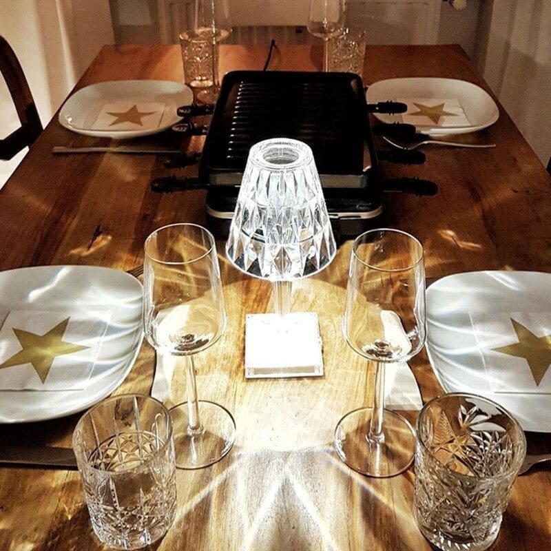 GlimmerLux - Lampe de table en cristal tactile avec variateur 3 niveaux