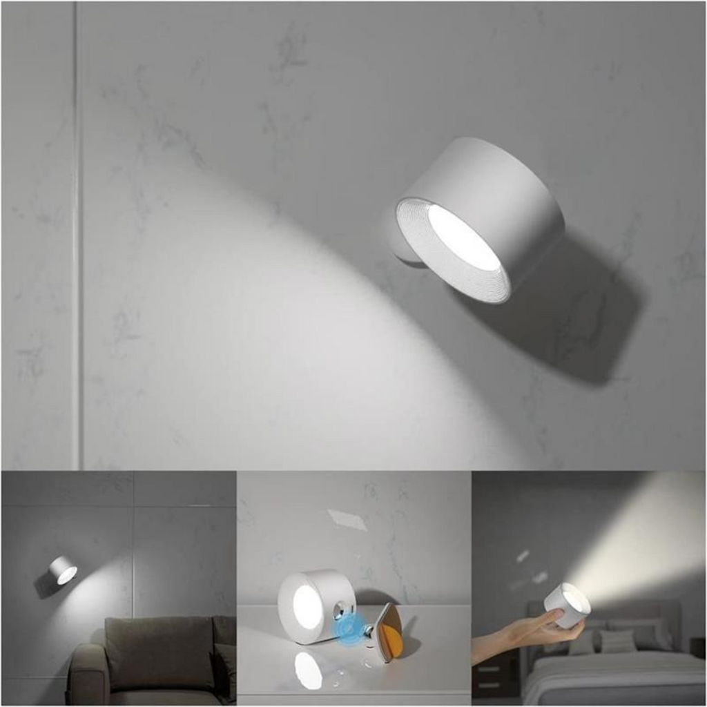 Lampe murale rechargeable – pivotante à 360°, sans fil et polyvalente