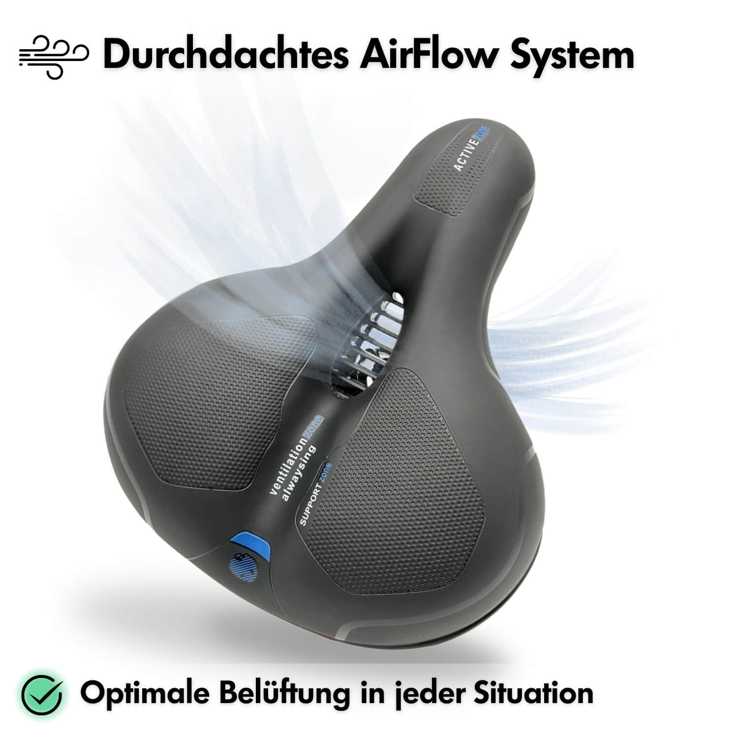 Sandsberg | Selle de vélo CloudComfort Pro | Mousse à mémoire soulageant la pression | Noir