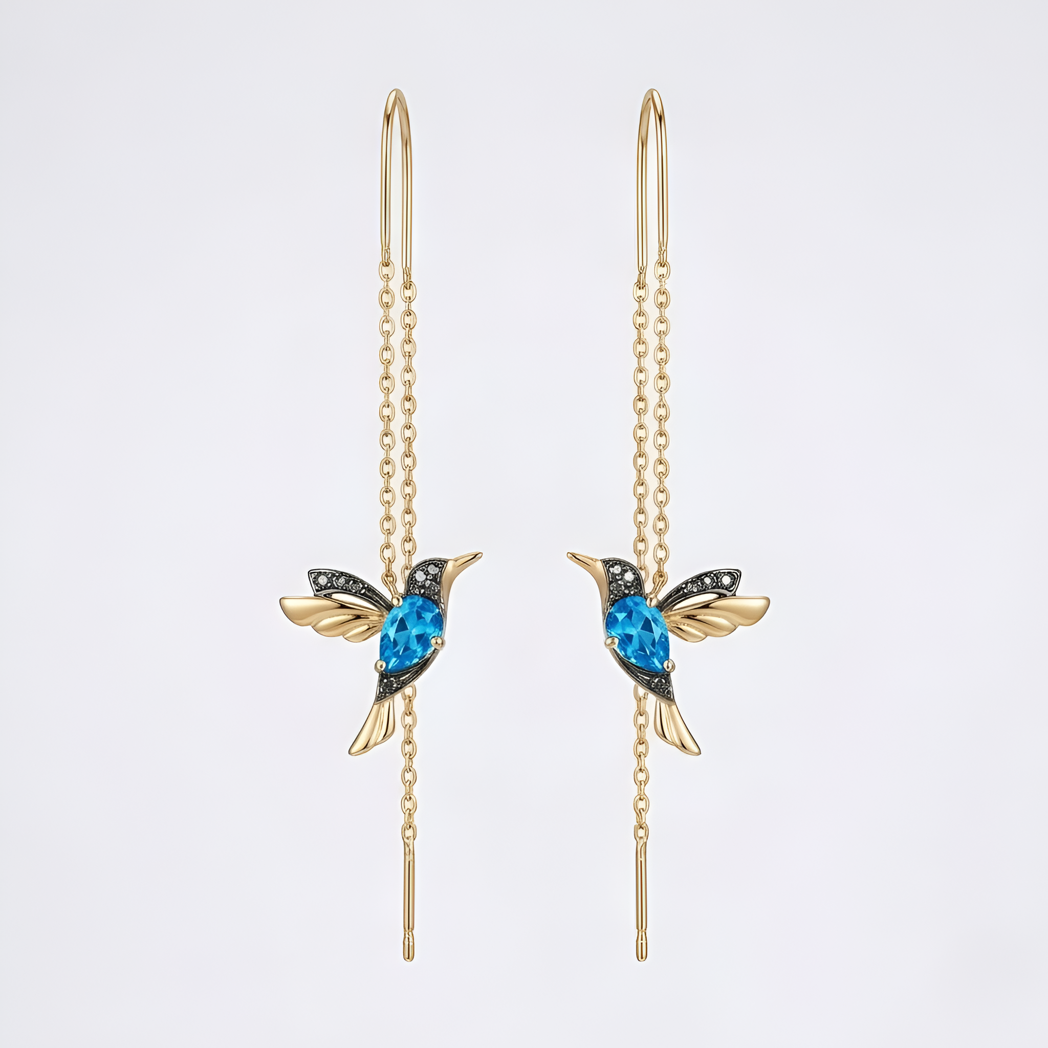 Evelyn - Boucles d'oreilles pendantes avec breloques d'oiseaux fantaisistes