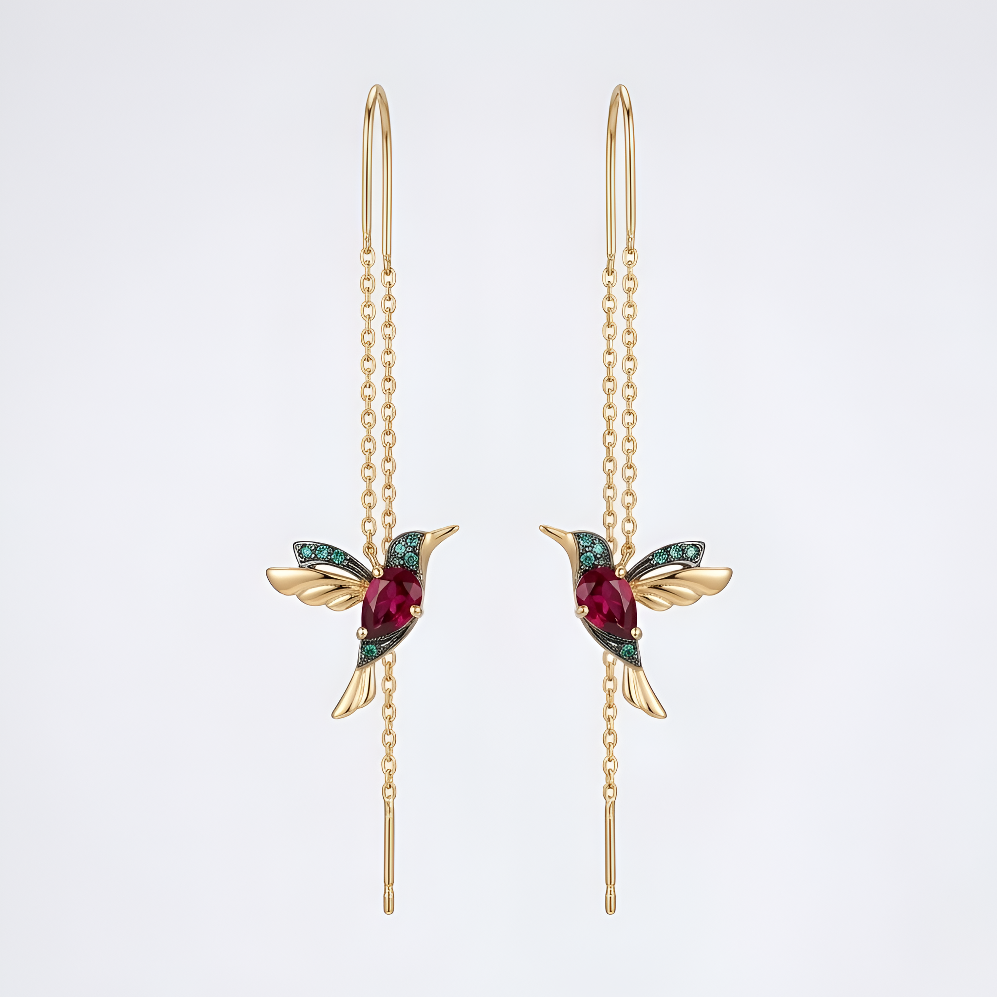 Evelyn - Boucles d'oreilles pendantes avec breloques d'oiseaux fantaisistes