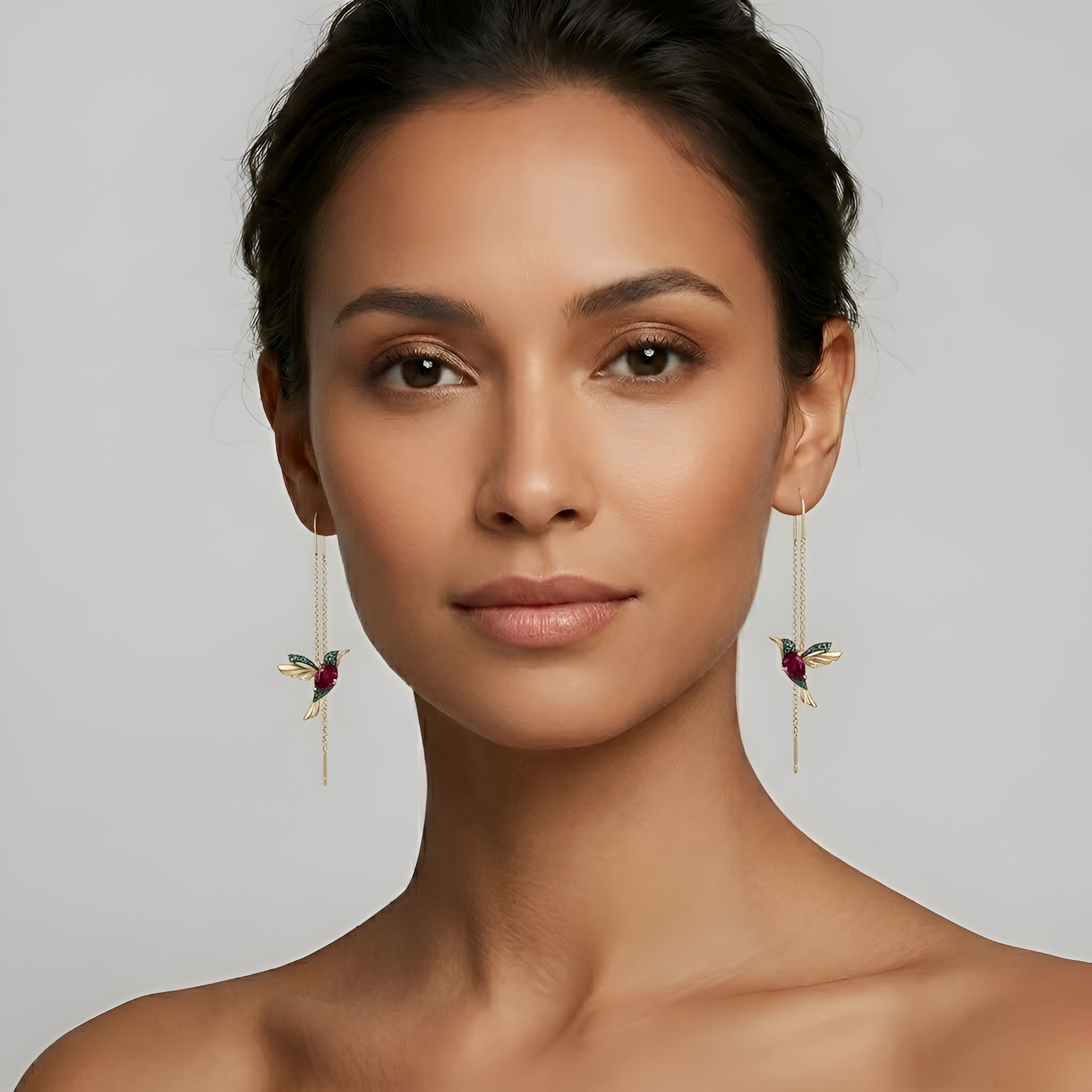 Evelyn - Boucles d'oreilles pendantes avec breloques d'oiseaux fantaisistes
