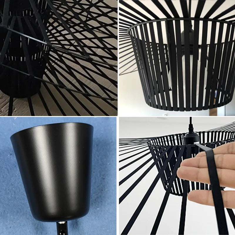Lampe Suspendue Noire en Forme de Chapeau – Élégance Moderne