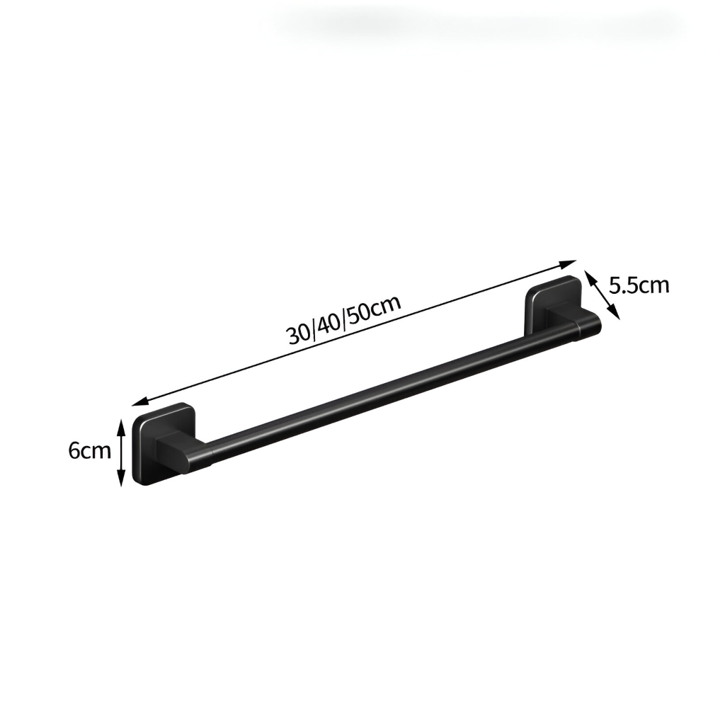 Porte-serviettes Noir - Barre de Serviette en Aluminium Autocollante - 30/40/50cm