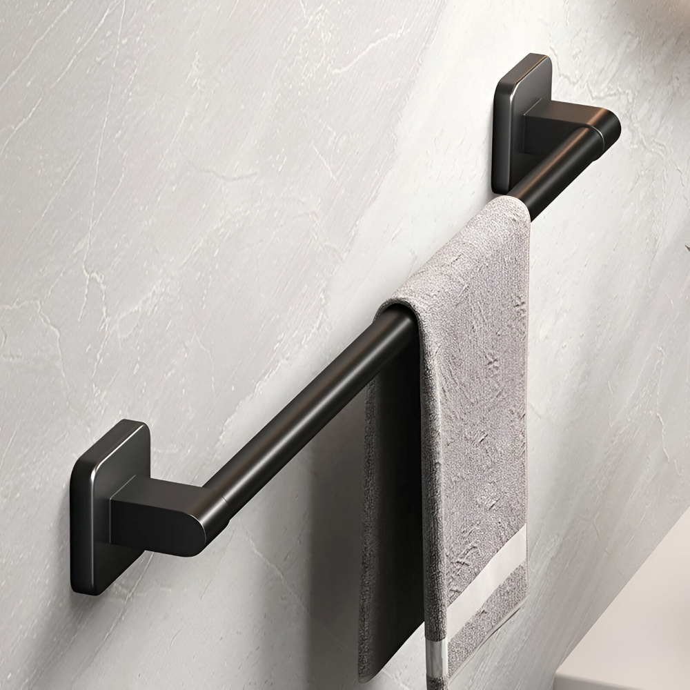 Porte-serviettes Noir - Barre de Serviette en Aluminium Autocollante - 30/40/50cm