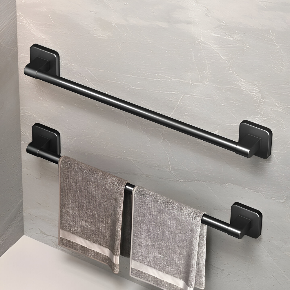 Porte-serviettes Noir - Barre de Serviette en Aluminium Autocollante - 30/40/50cm