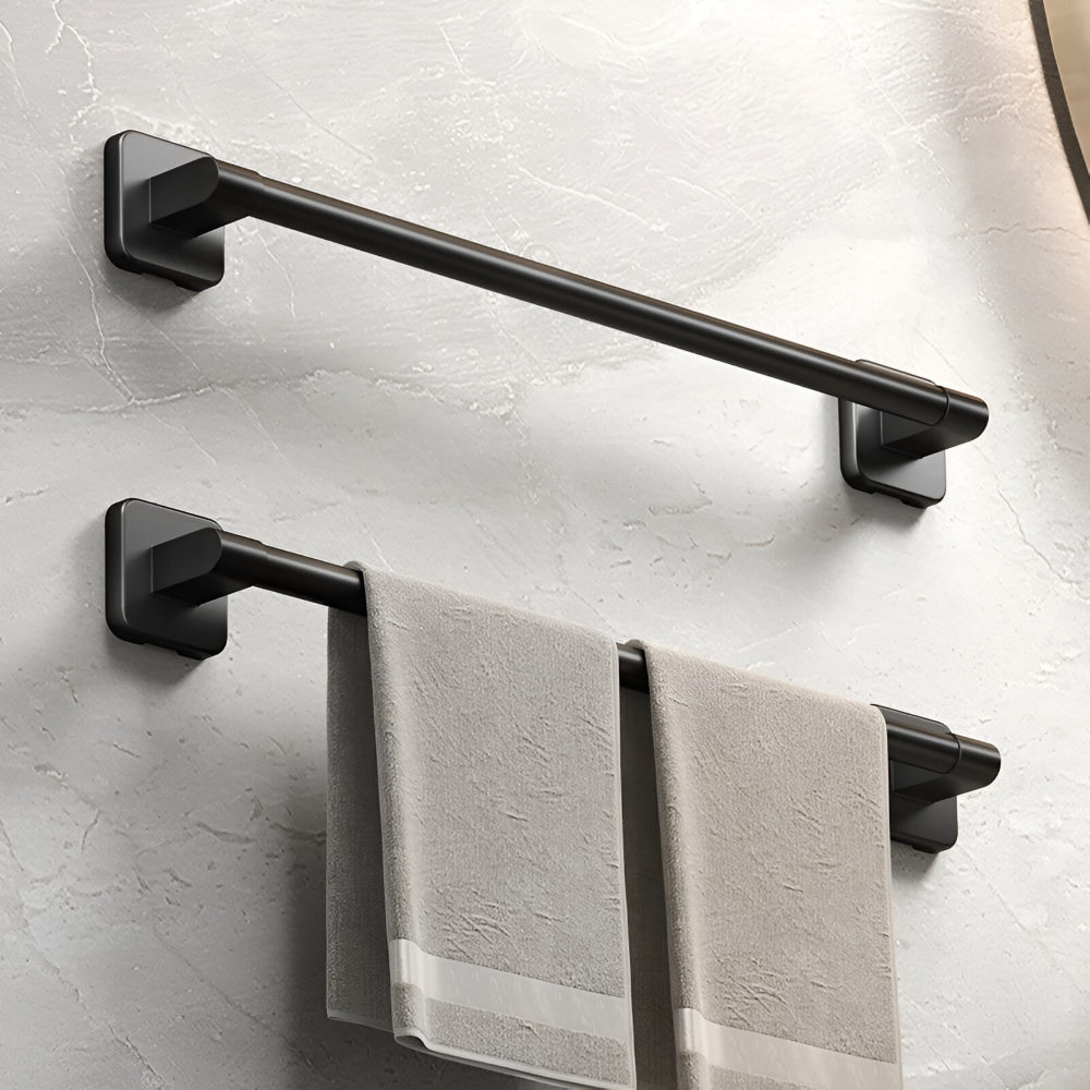 Porte-serviettes Noir - Barre de Serviette en Aluminium Autocollante - 30/40/50cm