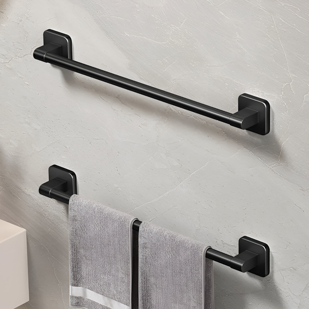 Porte-serviettes Noir - Barre de Serviette en Aluminium Autocollante - 30/40/50cm