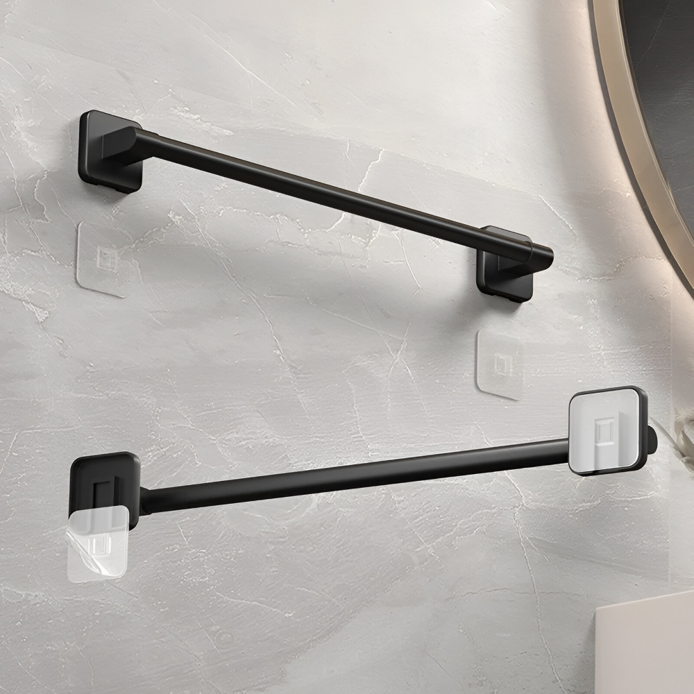 Porte-serviettes Noir - Barre de Serviette en Aluminium Autocollante - 30/40/50cm