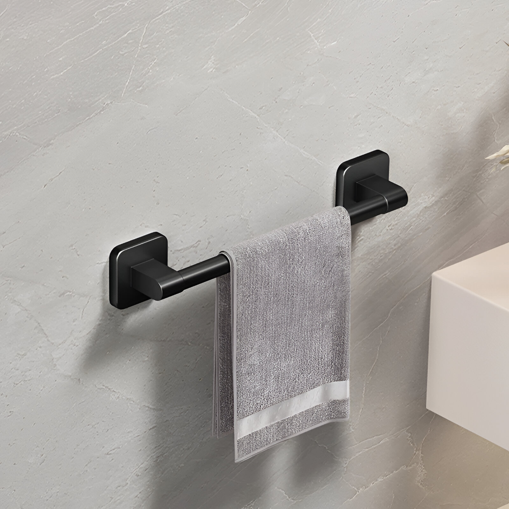 Porte-serviettes Noir - Barre de Serviette en Aluminium Autocollante - 30/40/50cm