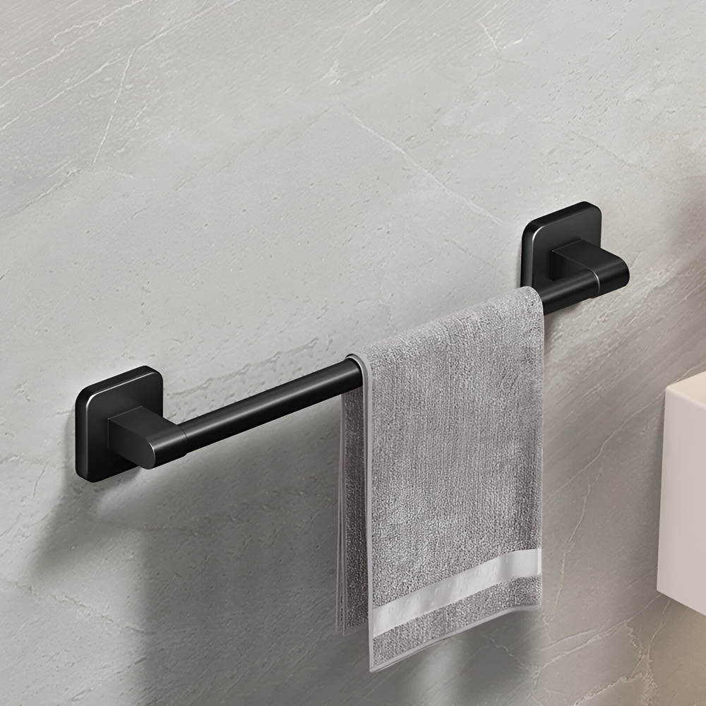 Porte-serviettes Noir - Barre de Serviette en Aluminium Autocollante - 30/40/50cm