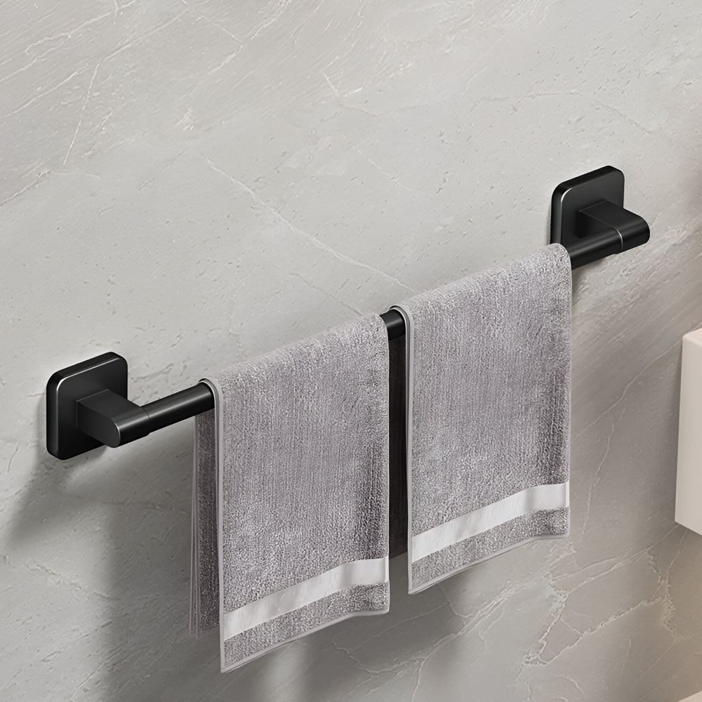 Porte-serviettes Noir - Barre de Serviette en Aluminium Autocollante - 30/40/50cm