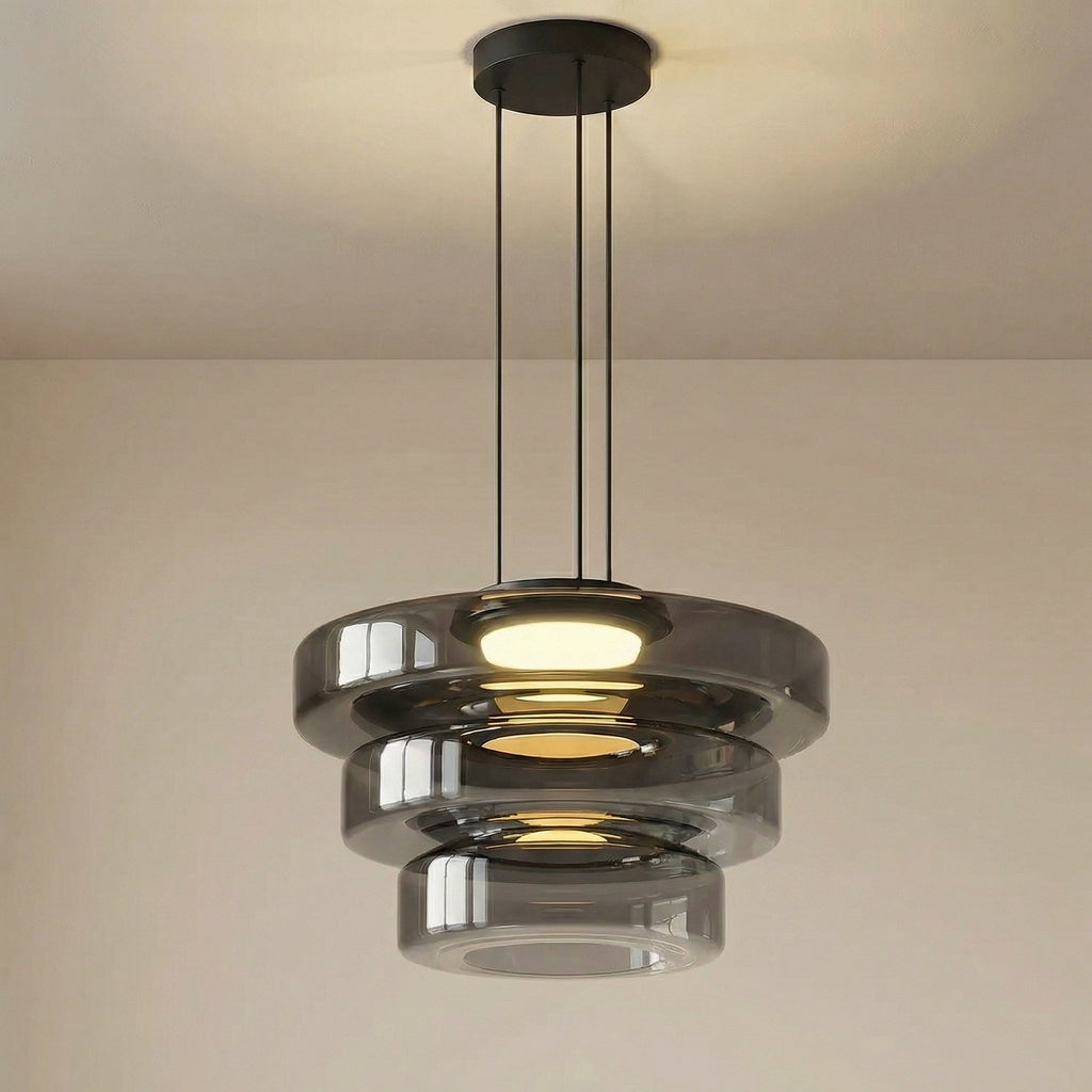 Suspension Bauhaus nordique en verre stratifié