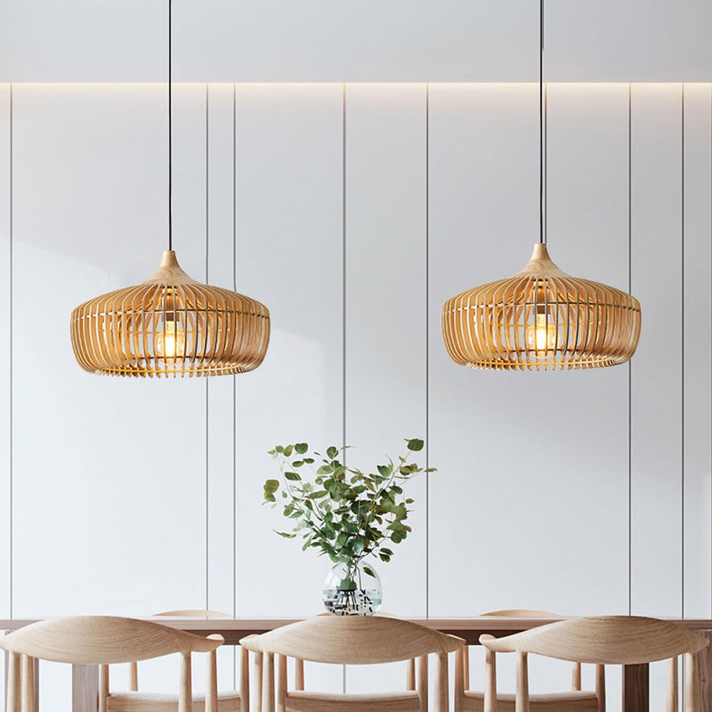 Lampe suspendue en bois de style japonais