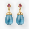Vivian - Boucles d'oreilles Gouttelettes d'eau céleste