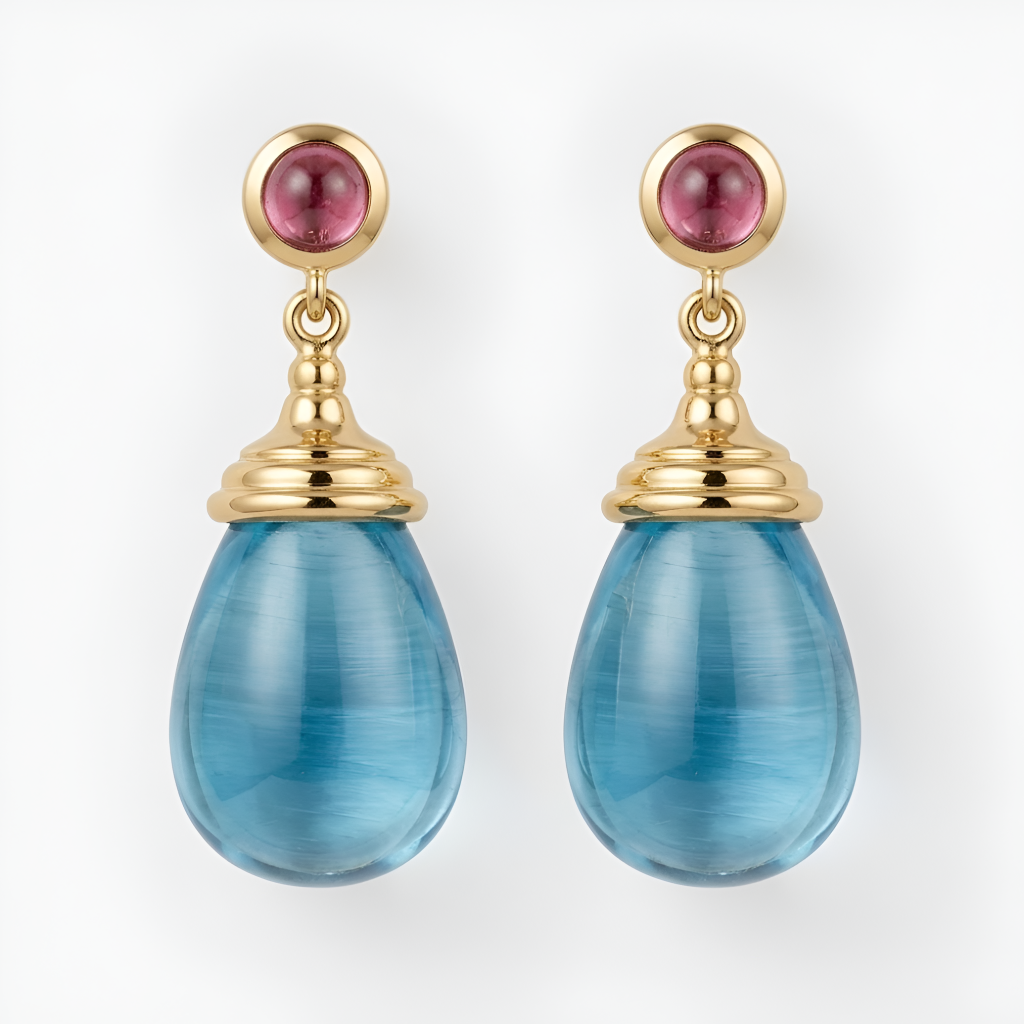 Vivian - Boucles d'oreilles Gouttelettes d'eau céleste