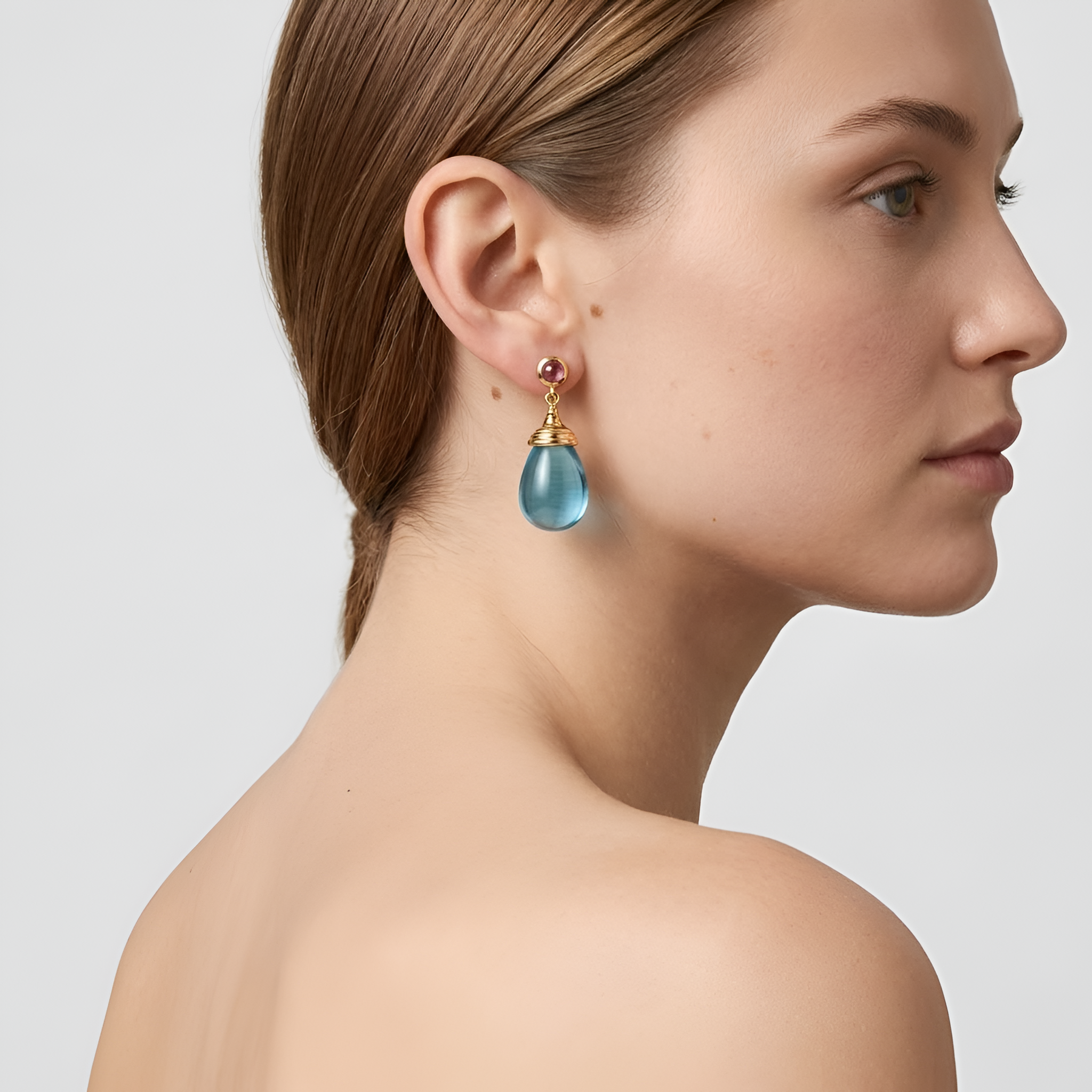 Vivian - Boucles d'oreilles Gouttelettes d'eau céleste