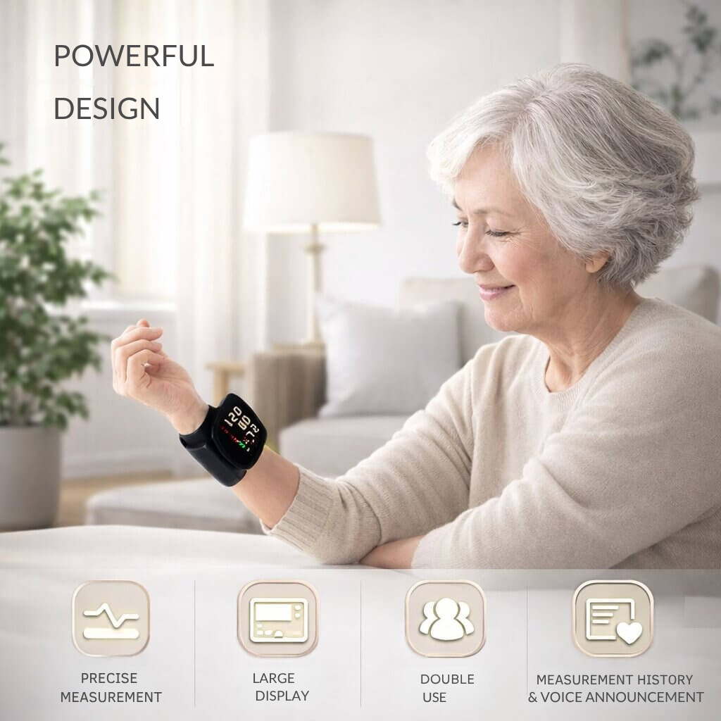 Tensiomètre pour poignet | Écran tactile avec fonction vocale | Rechargeable | Vitalensa