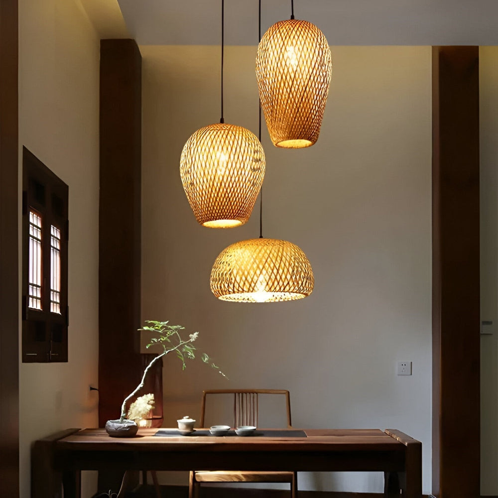 Lampe Suspendue en Rattan Bohème - Élégante et Écologique Suspension pour Décoration Intérieure