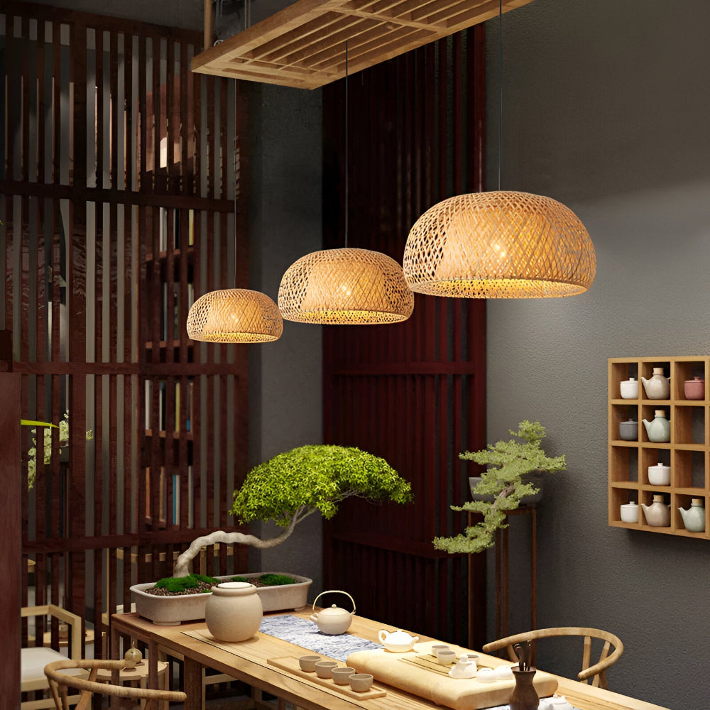 Lampe Suspendue en Rattan Bohème - Élégante et Écologique Suspension pour Décoration Intérieure
