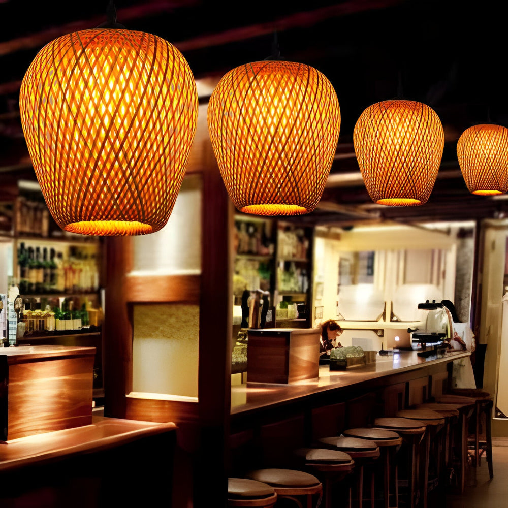 Lampe Suspendue en Rattan Bohème - Élégante et Écologique Suspension pour Décoration Intérieure