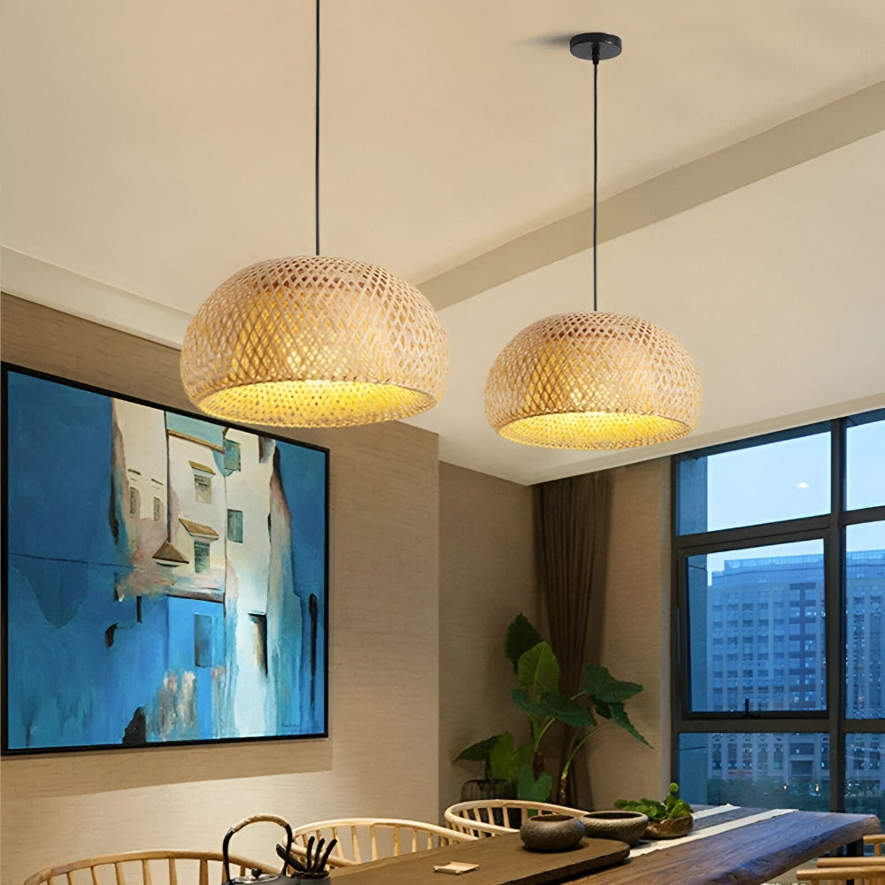 Lampe Suspendue en Rattan Bohème - Élégante et Écologique Suspension pour Décoration Intérieure
