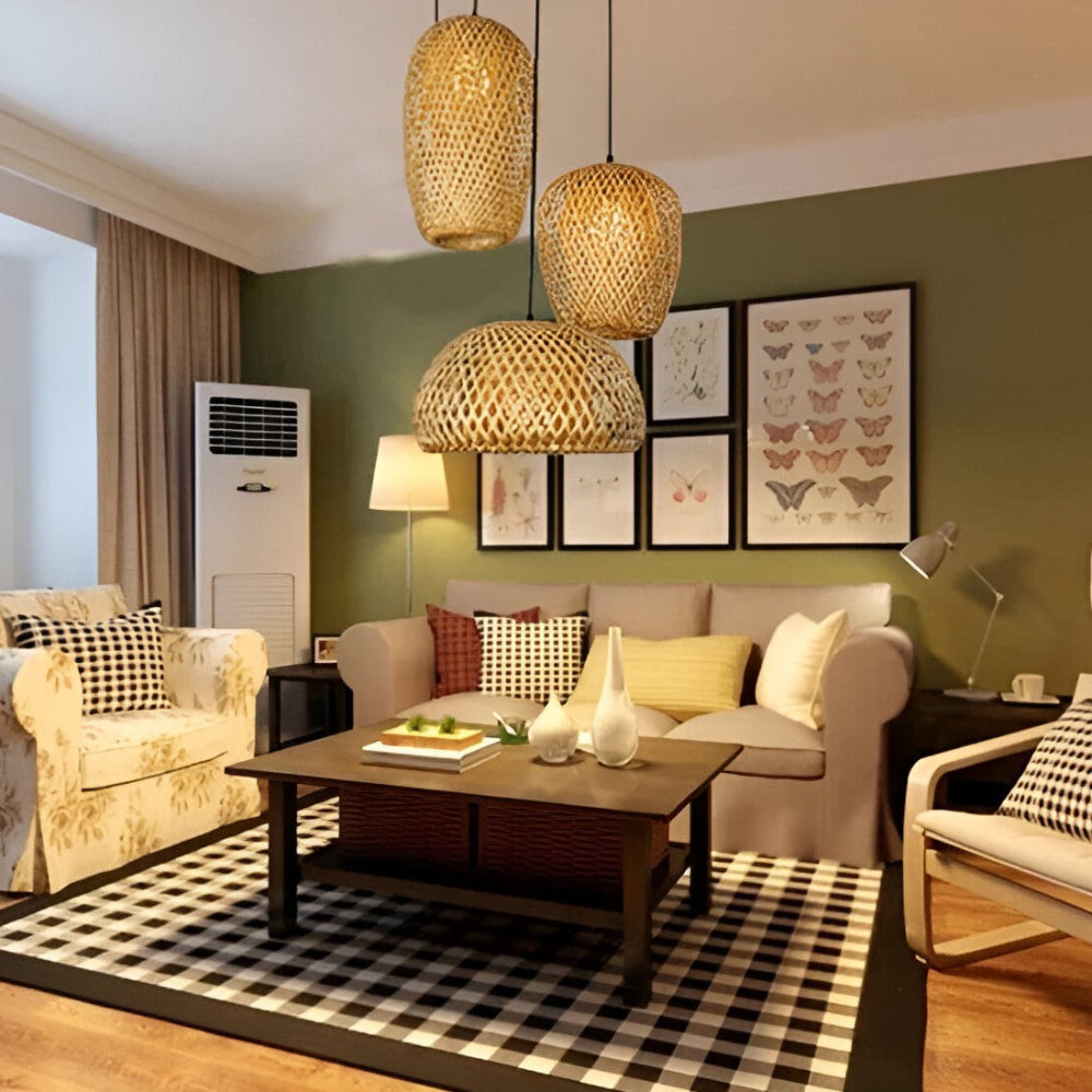 Lampe Suspendue en Rattan Bohème - Élégante et Écologique Suspension pour Décoration Intérieure