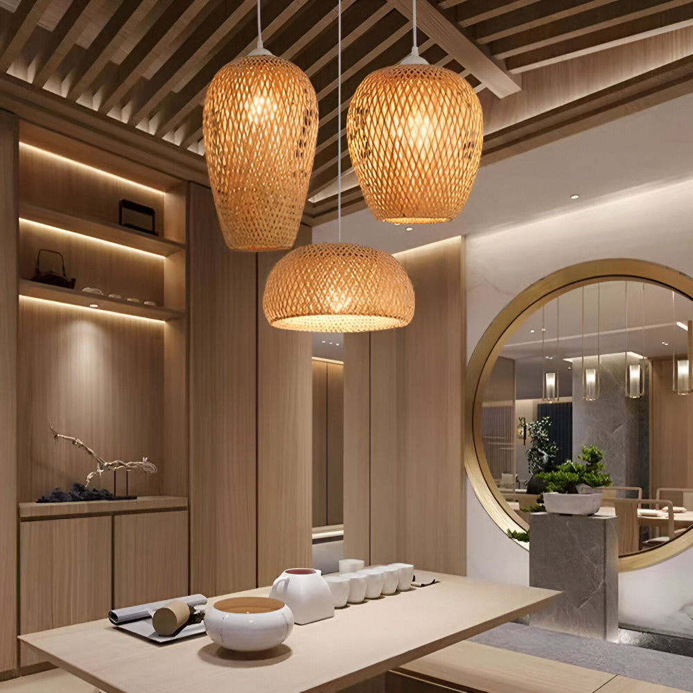 Lampe Suspendue en Rattan Bohème - Élégante et Écologique Suspension pour Décoration Intérieure