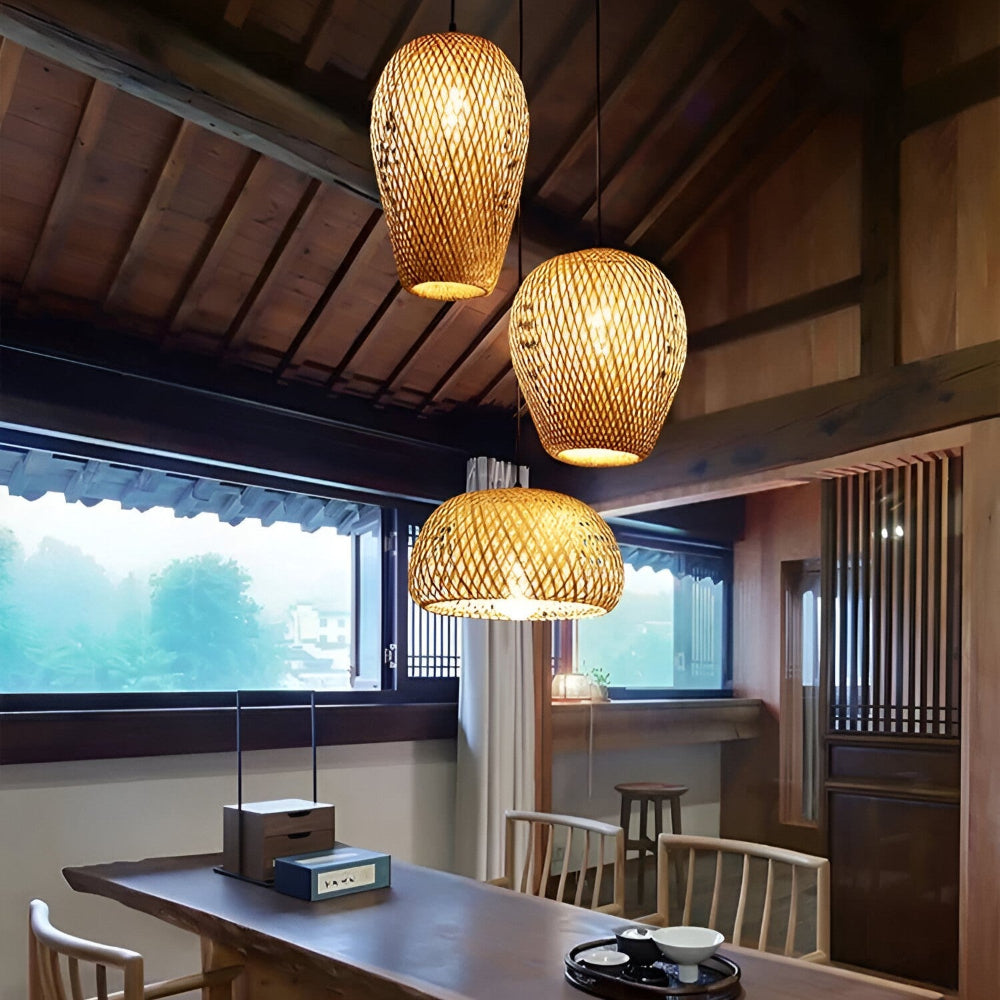 Lampe Suspendue en Rattan Bohème - Élégante et Écologique Suspension pour Décoration Intérieure