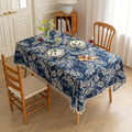 Nappe Florale Boho en Fleurs Paon avec Franges