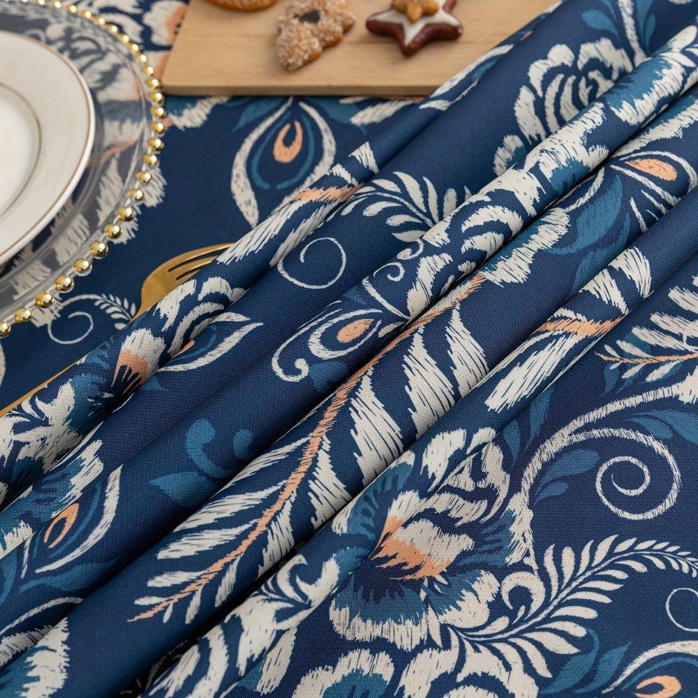 Nappe Florale Boho en Fleurs Paon avec Franges