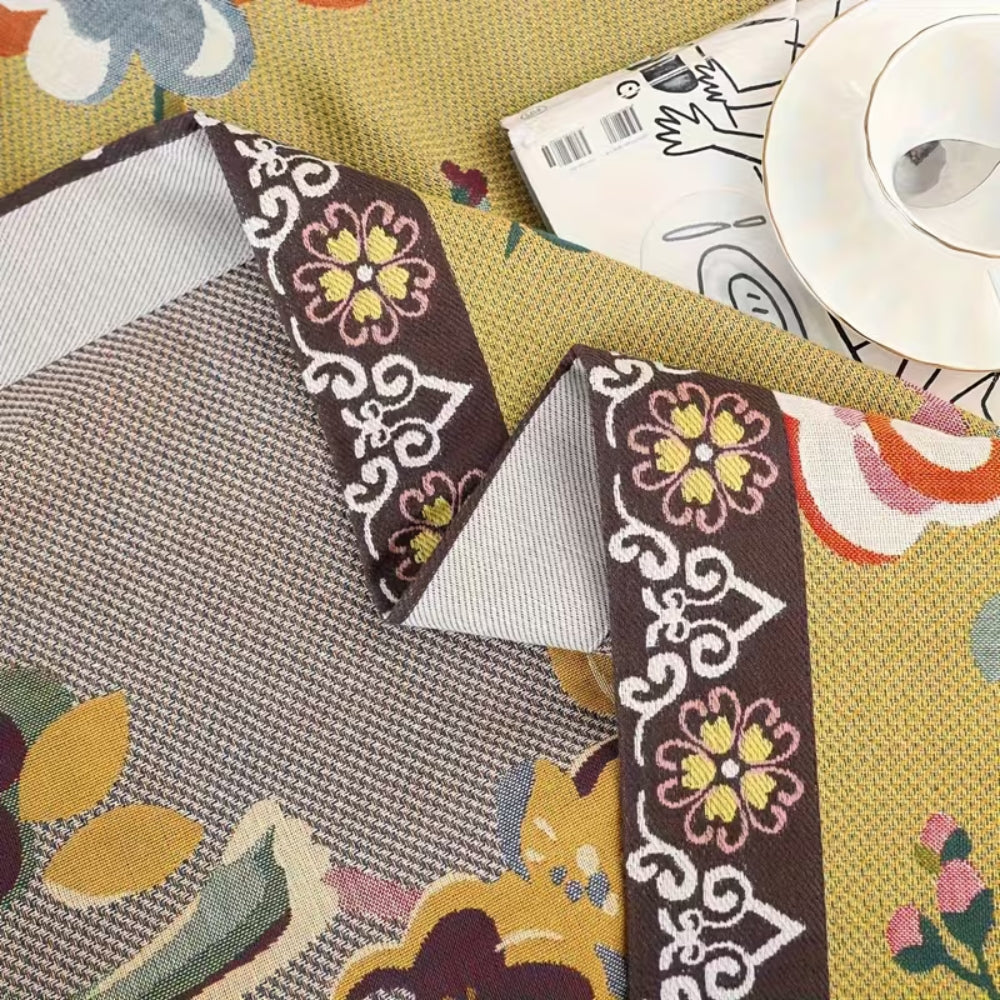 Couverture Florale Oiseau de Jardin Boho | Couverture 100% Coton
