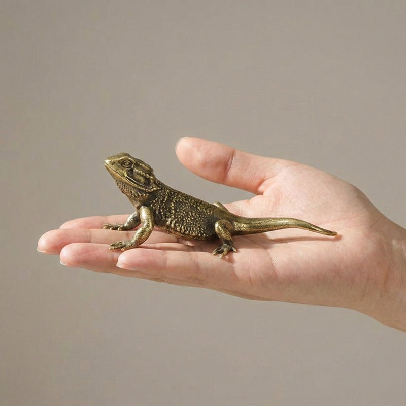 ZENWOVEN – Figurine de Lézard en Laiton Élégante pour Bureau et Décoration d'Intérieur