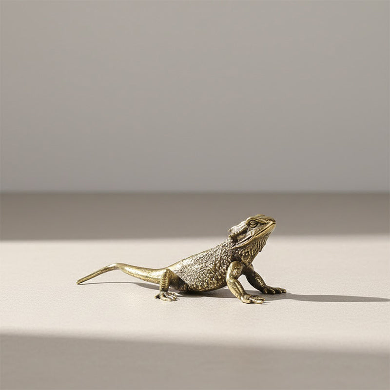 ZENWOVEN – Figurine de Lézard en Laiton Élégante pour Bureau et Décoration d'Intérieur