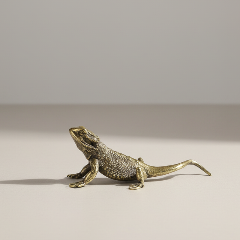 ZENWOVEN – Figurine de Lézard en Laiton Élégante pour Bureau et Décoration d'Intérieur
