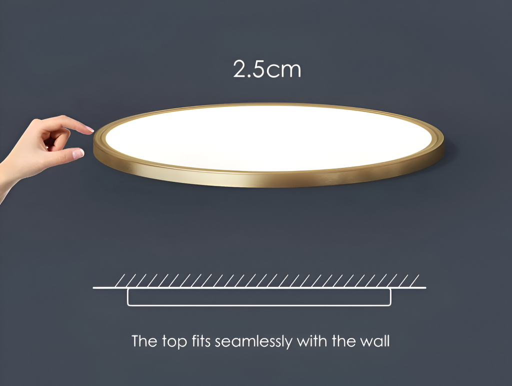 Plafonnier rond LED ultrafin en bronze – design élégant et moderne