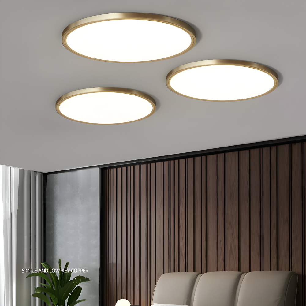 Lampe de plafond LED ronde ultrafine en bronze – design élégant et moderne