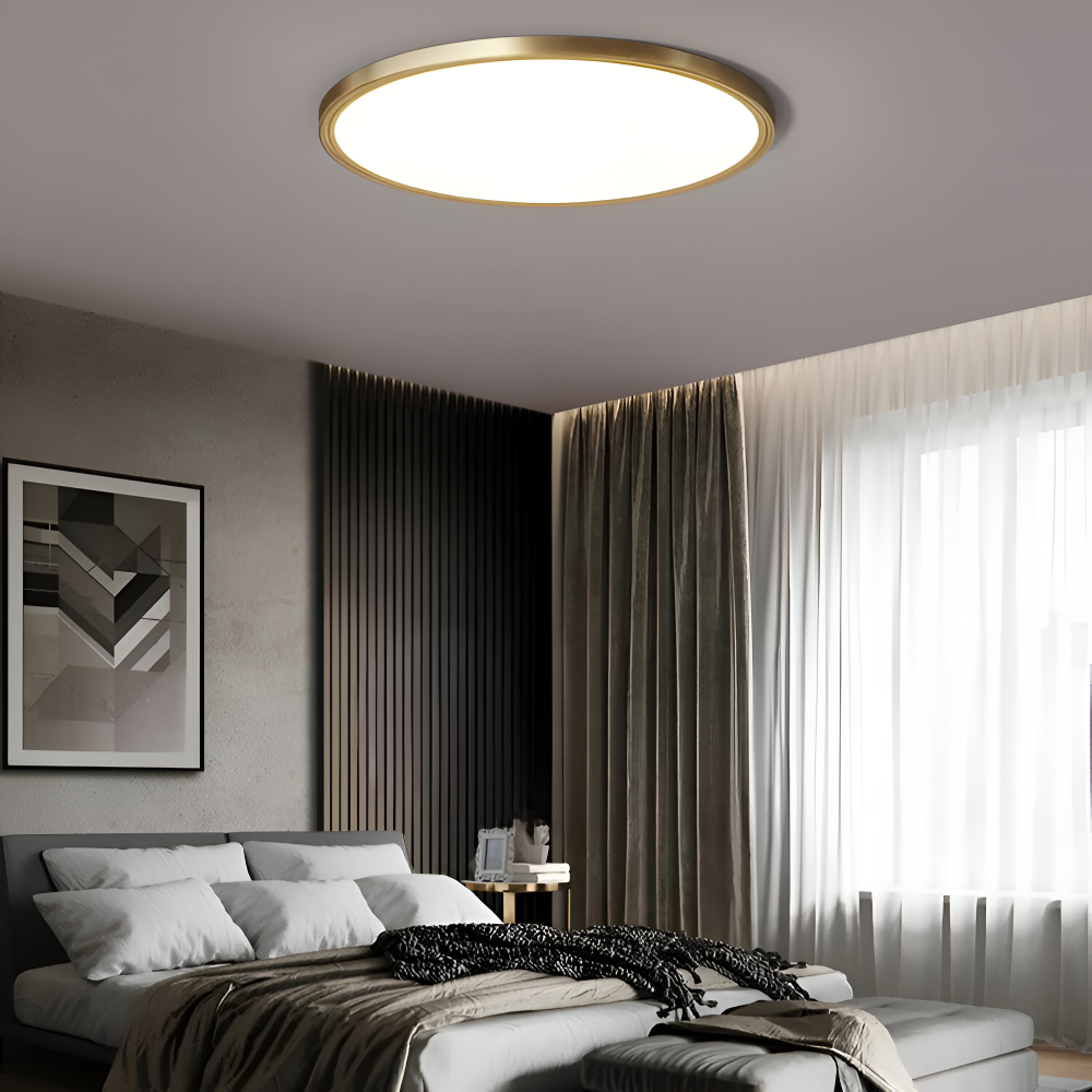 Plafonnier rond LED ultrafin en bronze – design élégant et moderne