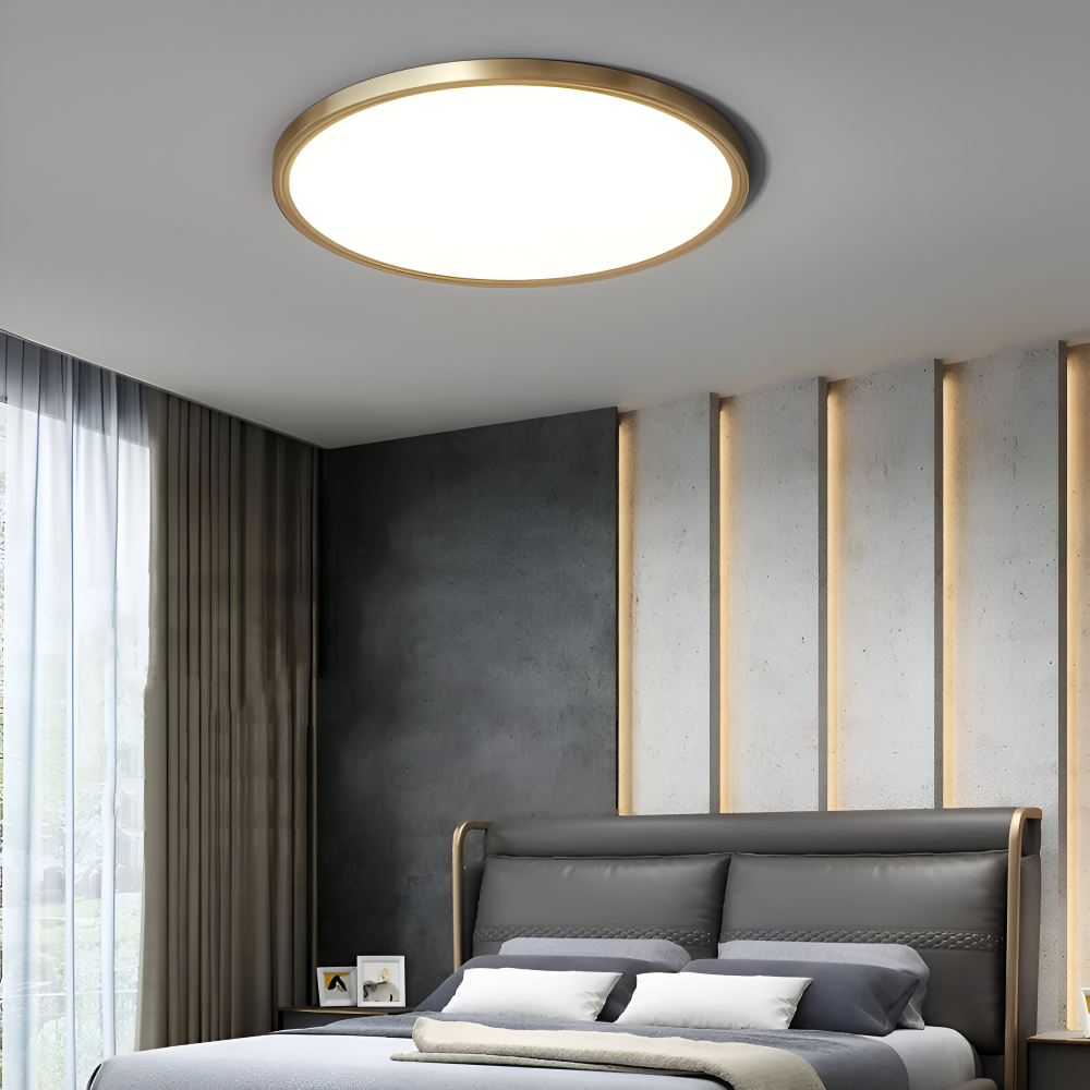 Lampe de plafond LED ronde ultrafine en bronze – design élégant et moderne