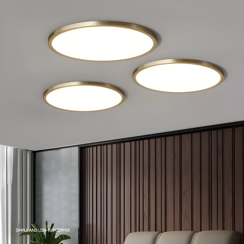 Plafonnier rond LED ultrafin en bronze – design élégant et moderne