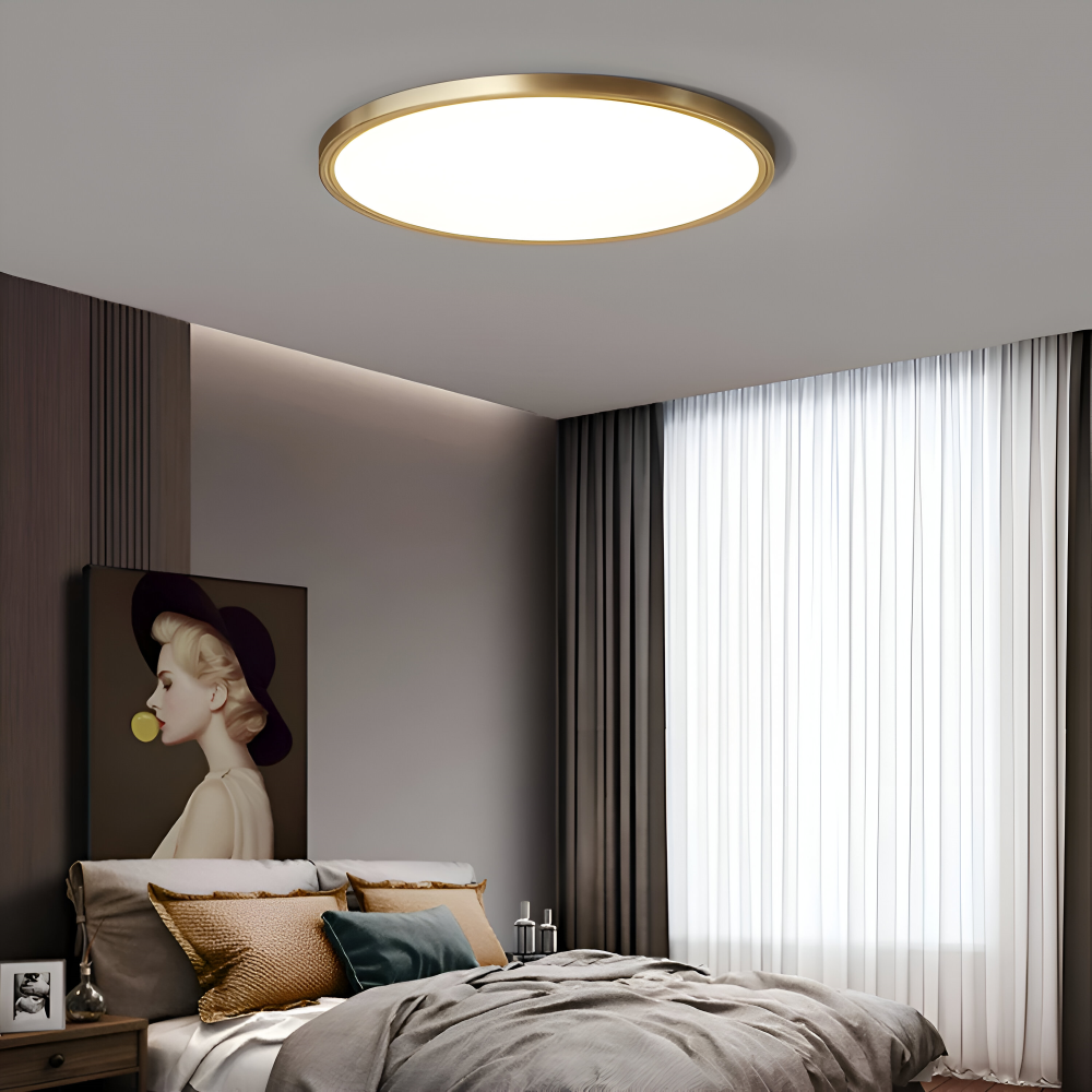 Plafonnier rond LED ultrafin en bronze – design élégant et moderne