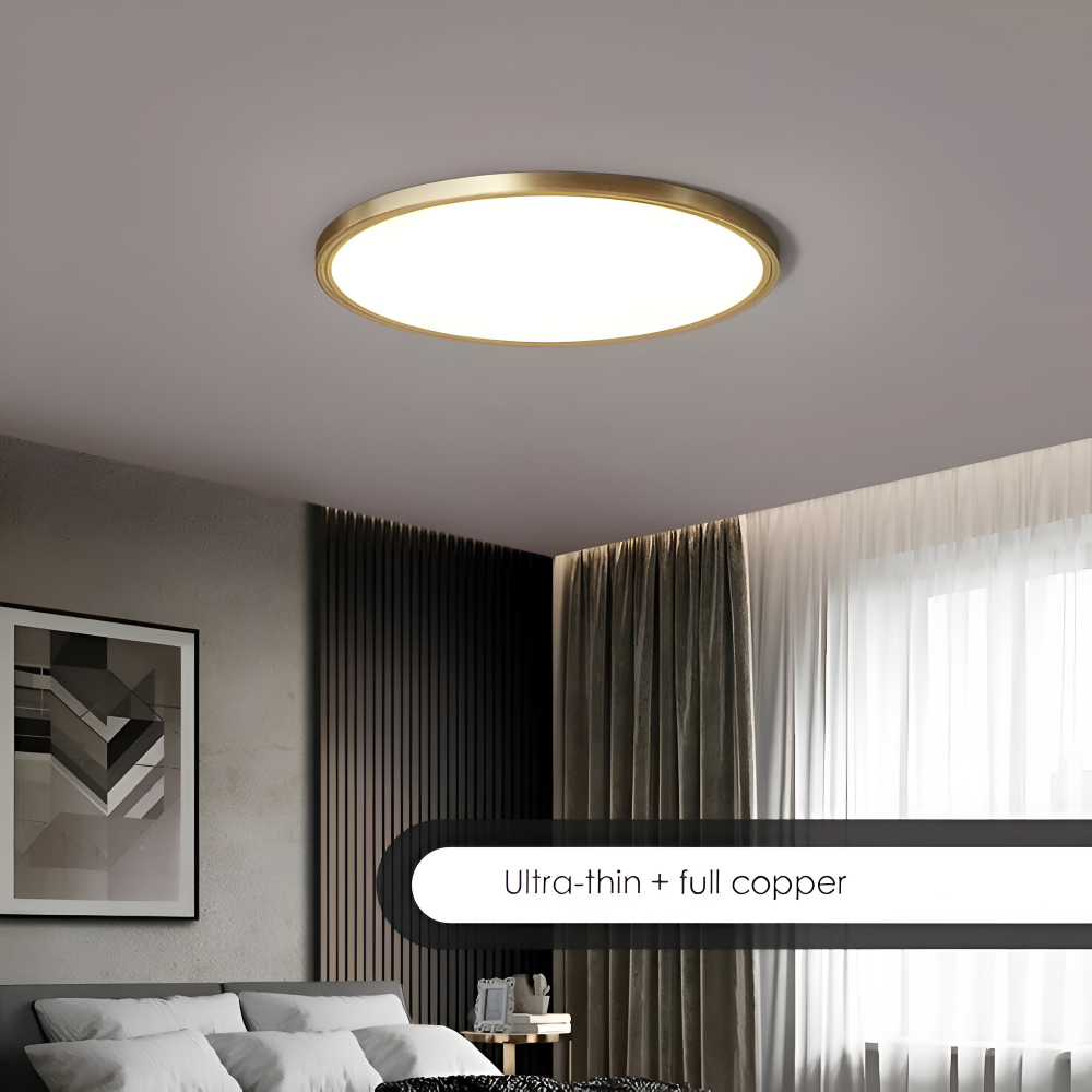 Lampe de plafond LED ronde ultrafine en bronze – design élégant et moderne