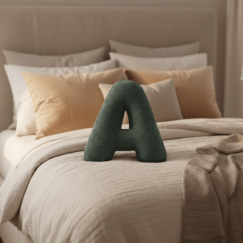 Coussin Lettres | Coussin Décoratif Alphabet | Doux Velours personnalisable | Alphora